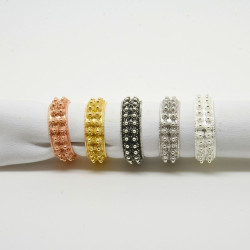 1013 - Anello 2 file Aperto Misura Regolabile in Argento 925