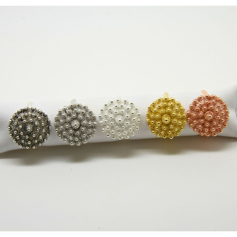 1015 - Anello Fiore 3 Giri Chiuso in Argento 925 Filigrana Sarda