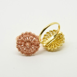 1015 - Anello Fiore 3 Giri Chiuso in Argento 925 Filigrana Sarda