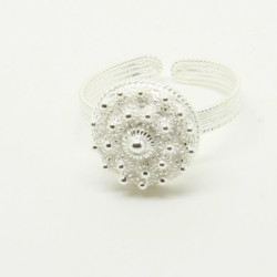 1016 - Anello Fiore 2 Giri Aperto in Argento 925 Misura Unica