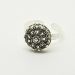 1016 - Anello Fiore 2 Giri Aperto in Argento 925 Misura Unica