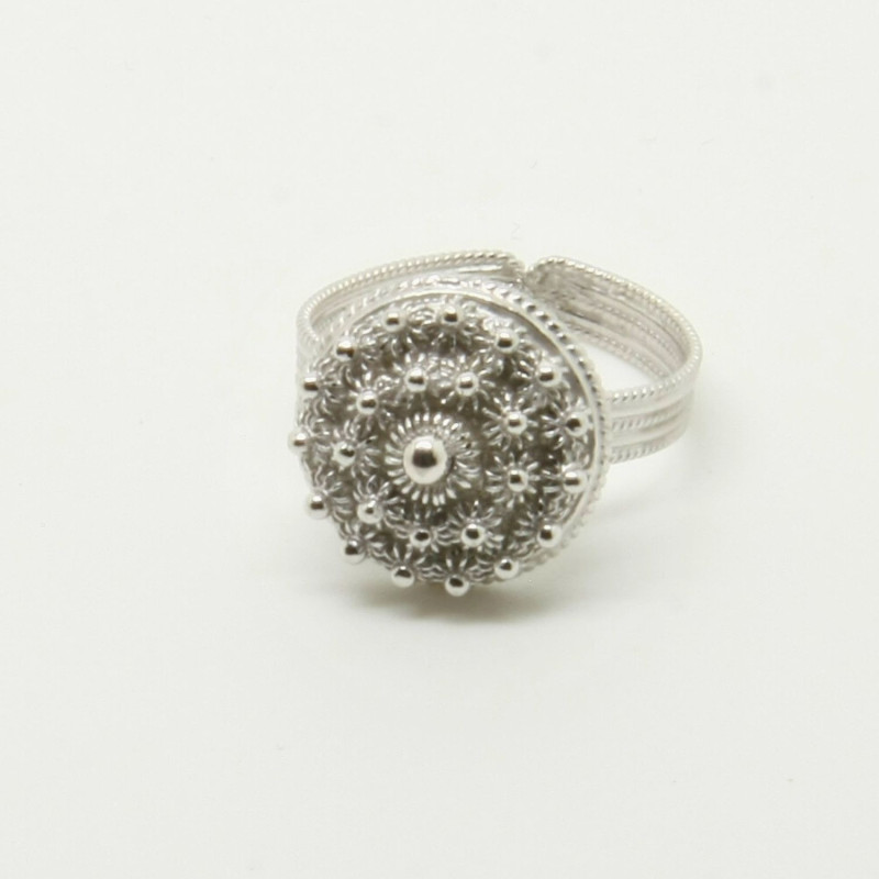 1016 - Anello Fiore 2 Giri Aperto in Argento 925 Misura Unica