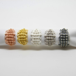 1020 - Anello 3 file Aperto con Bordo Traforato Misura Regolabile in Argento 925