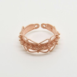 1023 - Anello 1 fila Aperto con Bordo Traforato Misura Regolabile in Argento 925