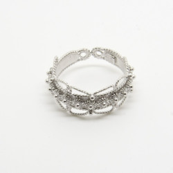 1023 - Anello 1 fila Aperto con Bordo Traforato Misura Regolabile in Argento 925