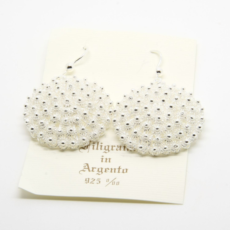4026 - Orecchini Cerchio Grande Pendenti Filigrana Sarda Argento 925