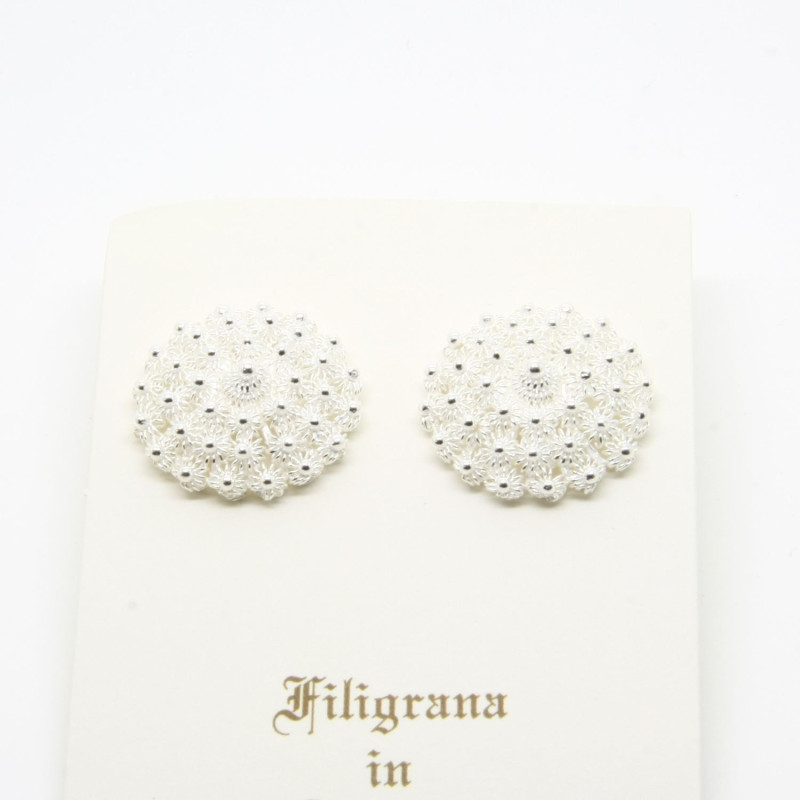 4039 - Orecchini Fiore Medio a Lobo Filigrana Sarda Argento 925