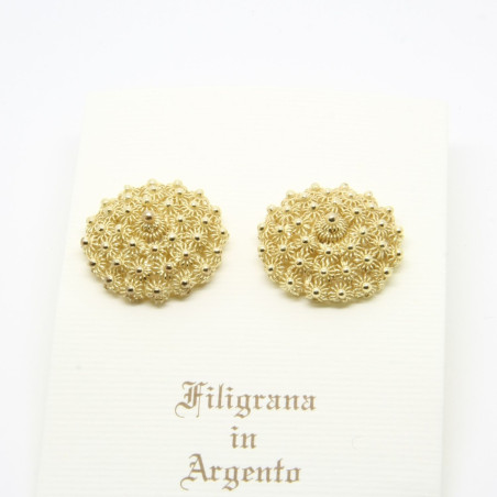 Orecchini a lobo fiore medio in filigrana sarda argento 925