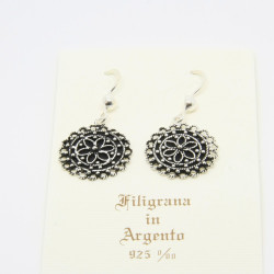 4041 - Orecchini Tondi Pendenti Filigrana Sarda Argento 925