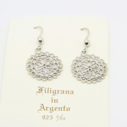 4041 - Orecchini Tondi Pendenti Filigrana Sarda Argento 925