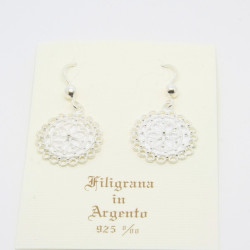 4041 - Orecchini Tondi Pendenti Filigrana Sarda Argento 925
