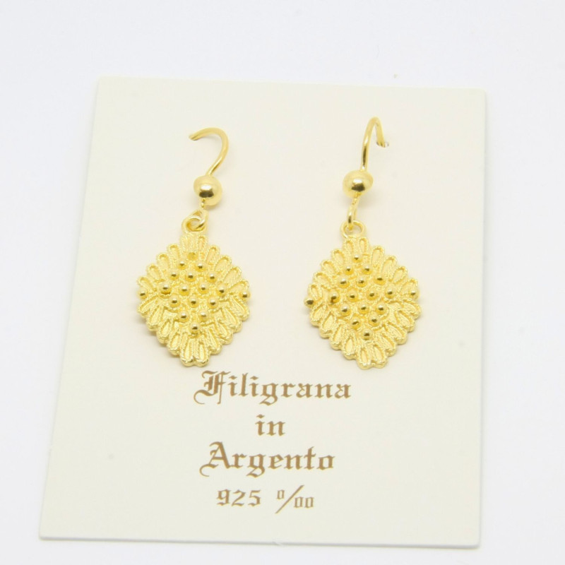 4042 - Orecchini Rombo Pendenti Filigrana Sarda Argento 925