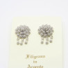 4043 - Orecchini Fiore Medio a Lobo con 3 pendenti Filigrana Sarda Argento 925
