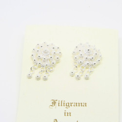 Orecchini Fiore Medio a Lobo con 3 pendenti Filigrana Sarda Argento 925