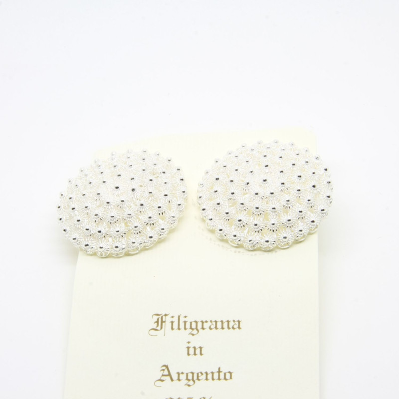 4044 - Orecchini Fiore Grande a Lobo Filigrana Sarda Argento 925