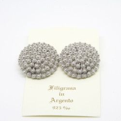 Orecchini Tondi Fiore Grande a Lobo Filigrana Sarda Argento 925