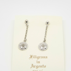 Orecchini Bottone Pendenti Filigrana Sarda Argento 925