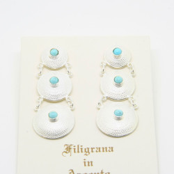 4046 - Orecchini con Cerchi e Pietra Pendenti Filigrana Sarda Argento 925