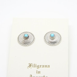 4047 - Orecchini Cestino con Pietra a Lobo Filigrana Sarda Argento 925