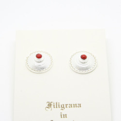 4047 - Orecchini Cestino con Pietra a Lobo Filigrana Sarda Argento 925