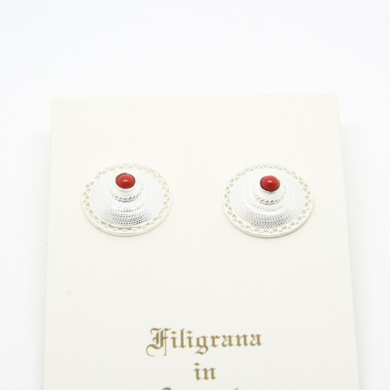 4047 - Orecchini Cestino con Pietra a Lobo Filigrana Sarda Argento 925