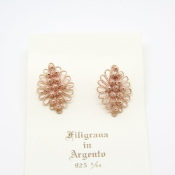 Orecchini Fiore Rombo a Lobo 3 file Filigrana Sarda Argento 925