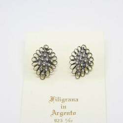 Orecchini Fiore Rombo a Lobo 4 file Filigrana Sarda Argento 925
