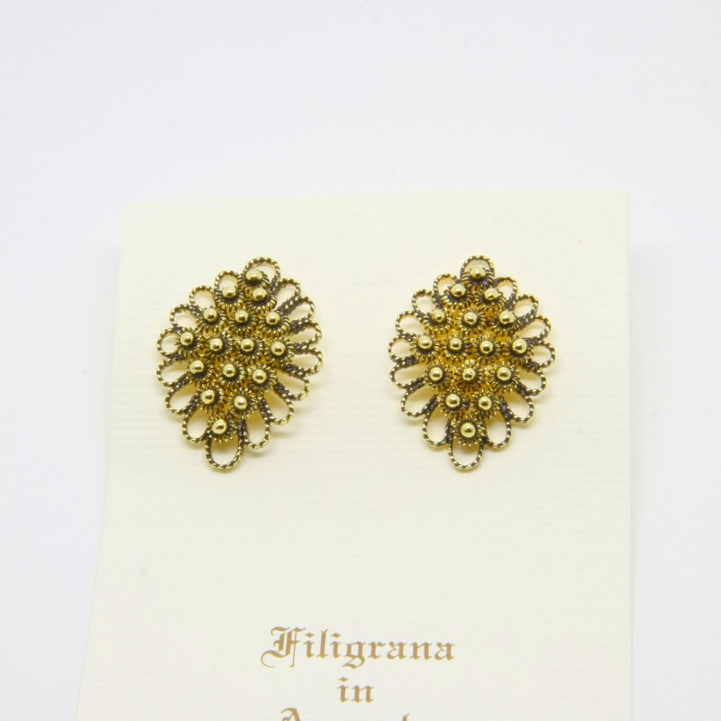 4049 - Orecchini Fiore Rombo a Lobo 4 file Filigrana Sarda Argento 925