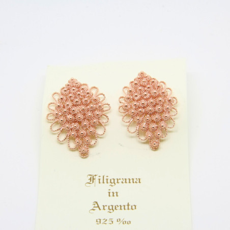 Orecchini Fiore Rombo a Lobo 6 file Filigrana Sarda Argento 925