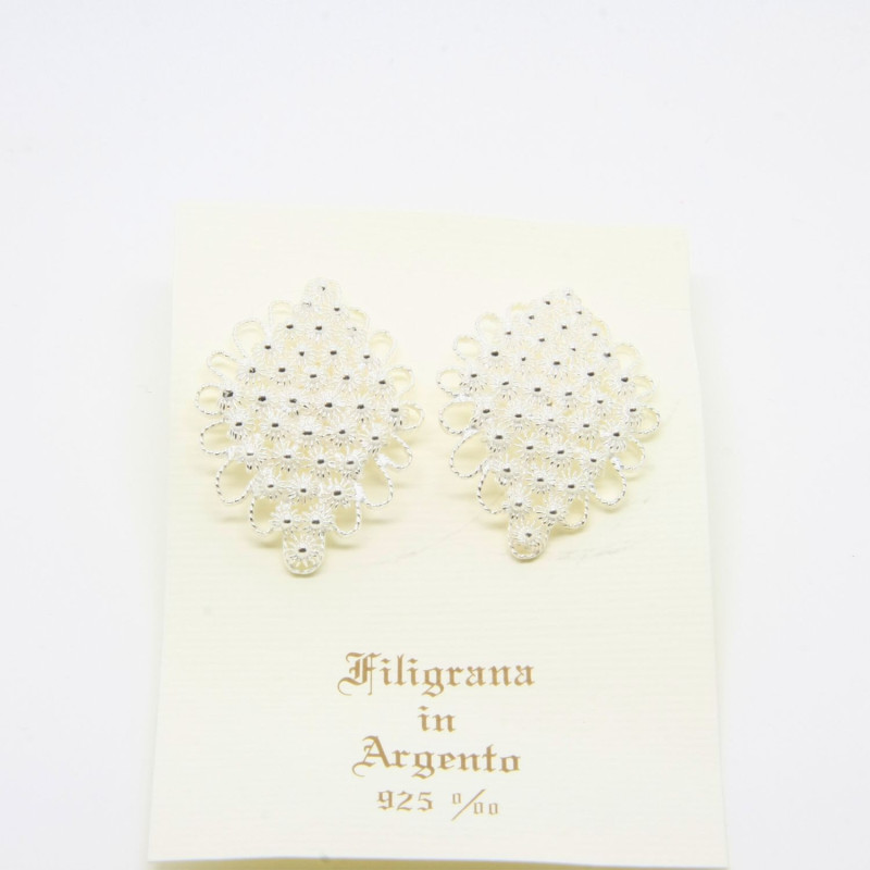 4051 - Orecchini Fiore Rombo a Lobo 6 file Filigrana Sarda Argento 925