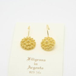4052 - Orecchini Fiore Pendenti 2 fili Filigrana Sarda Argento 925