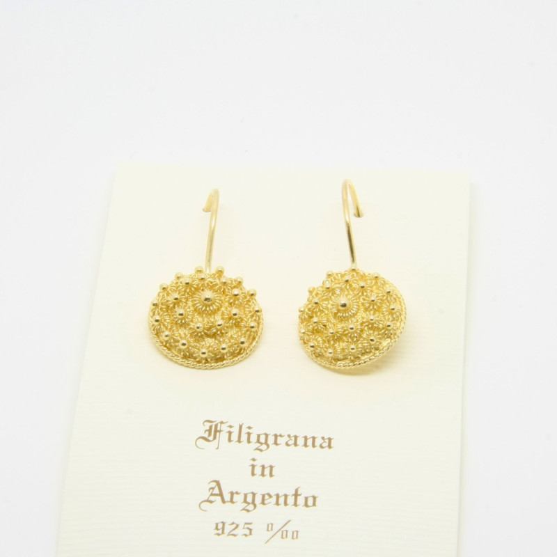 4052 - Orecchini Fiore Pendenti 2 fili Filigrana Sarda Argento 925