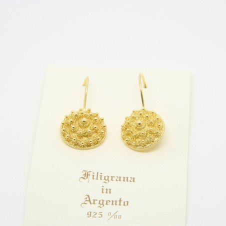 4052 - Orecchini Fiore Pendenti 2 fili Filigrana Sarda Argento 925
