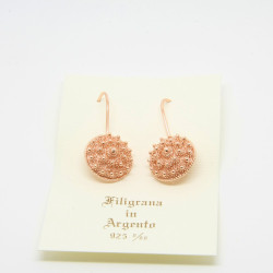 4052 - Orecchini Fiore Pendenti 2 fili Filigrana Sarda Argento 925