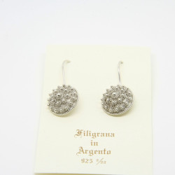 4052 - Orecchini Fiore Pendenti 2 fili Filigrana Sarda Argento 925