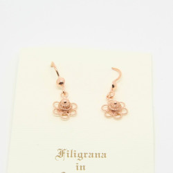 4053 - Orecchini Fiore Corbula Traforati Pendenti Filigrana Sarda Argento 925