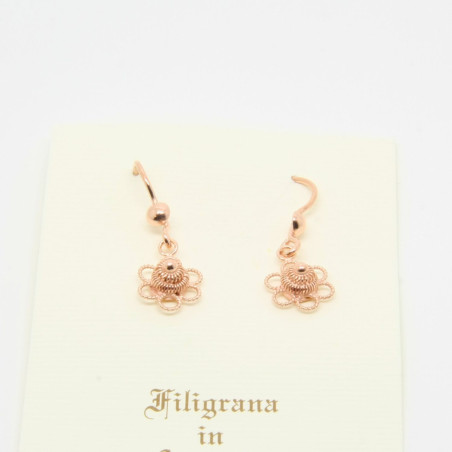 4053 - Orecchini Fiore Corbula Traforati Pendenti Filigrana Sarda Argento 925