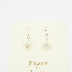 4053 - Orecchini Fiore Corbula Traforati Pendenti Filigrana Sarda Argento 925