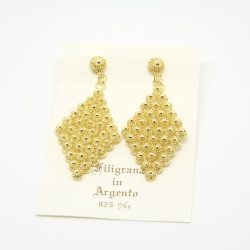 Orecchini Rombo Grandi 6 fili Pendenti Filigrana Sarda Argento 925