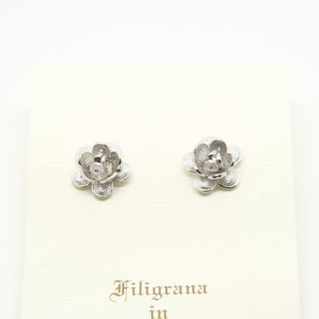 Orecchini Rosa a Lobo Filigrana Sarda Argento 925