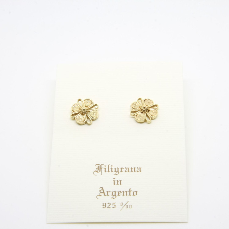Orecchini Fiore a Lobo Filigrana Sarda Argento 925