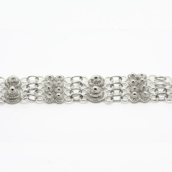 Bracciale 2 fili con 2 rosette grande + 8 piccole Filigrana Sarda Argento 925
