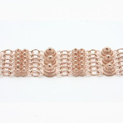 Bracciale 3 fili con 3 rosette grande + 12 piccole Filigrana Sarda Argento 925