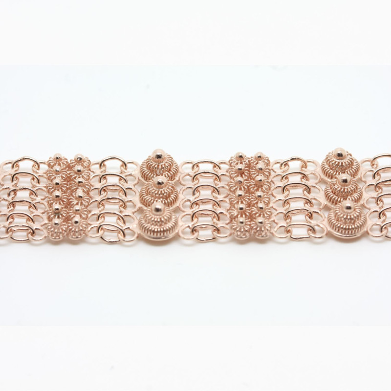 Bracciale 3 fili con 3 rosette grande + 12 piccole Filigrana Sarda Argento 925