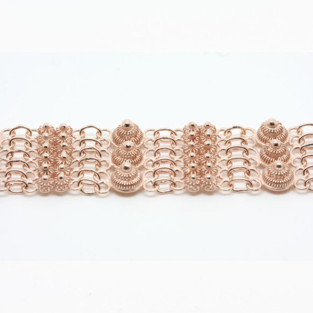 Bracciale 3 fili con 3 rosette grande + 12 piccole Filigrana Sarda Argento 925