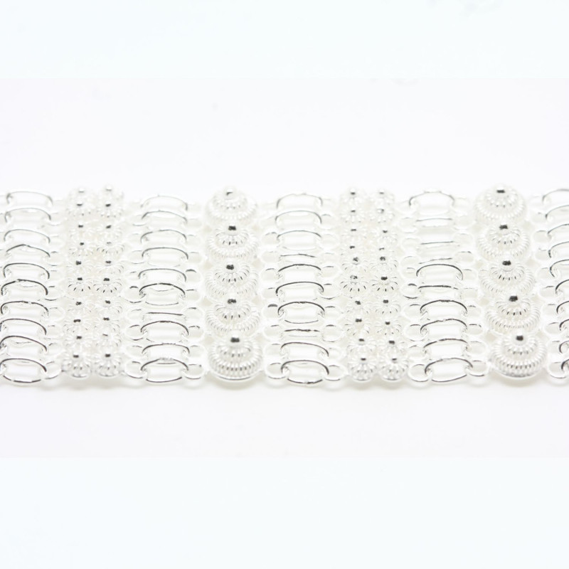 Bracciale 5 fili con 5 rosette grande + 20 piccole Filigrana Sarda Argento 925