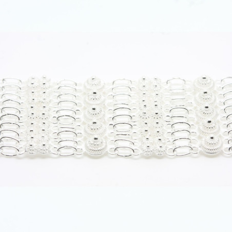 Bracciale 5 fili con 5 rosette grande + 20 piccole Filigrana Sarda Argento 925