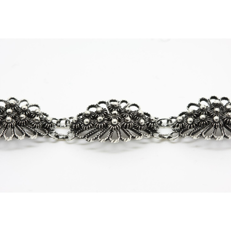 Bracciale Fiore 3 fili Traforato Filigrana Sarda Argento 925