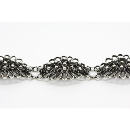 Bracciale Fiore 3 fili Traforato Filigrana Sarda Argento 925