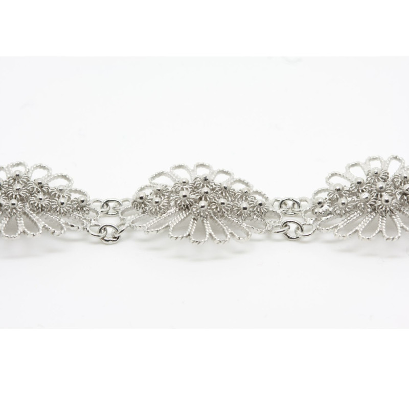 2011 - Bracciale Fiore 3 fili Traforato Filigrana Sarda Argento 925